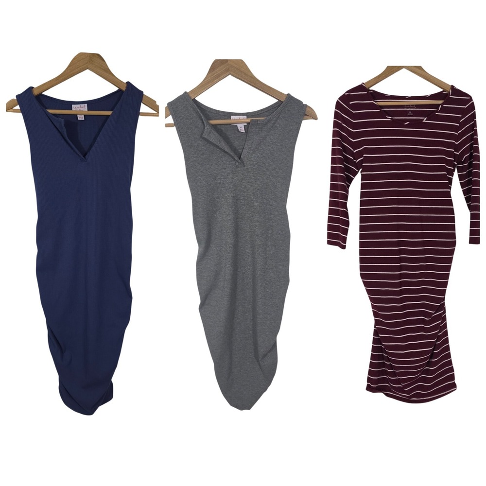 Isabel Maternity Dress Bundle Women XS Multi Ruched Ribbed Striped flattering